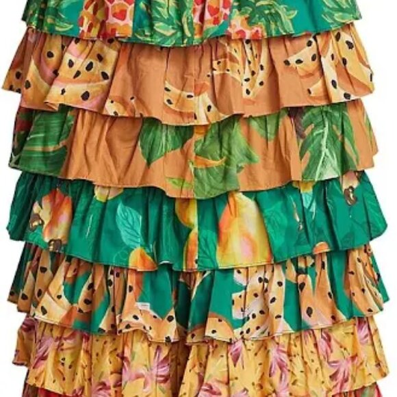 FARM Rio Dresses & Skirts - Farm Rio Mixed Prints Layered Midi Skirt Size Small